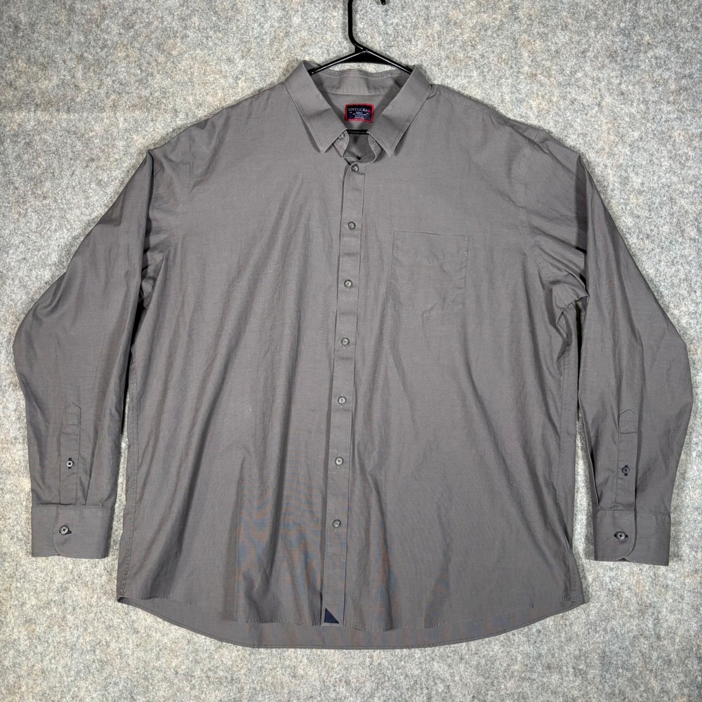UNTUCKit Sangiovese Button Down Shirt Mens XXXLC Gray Wrinkle Free Cotton Tall